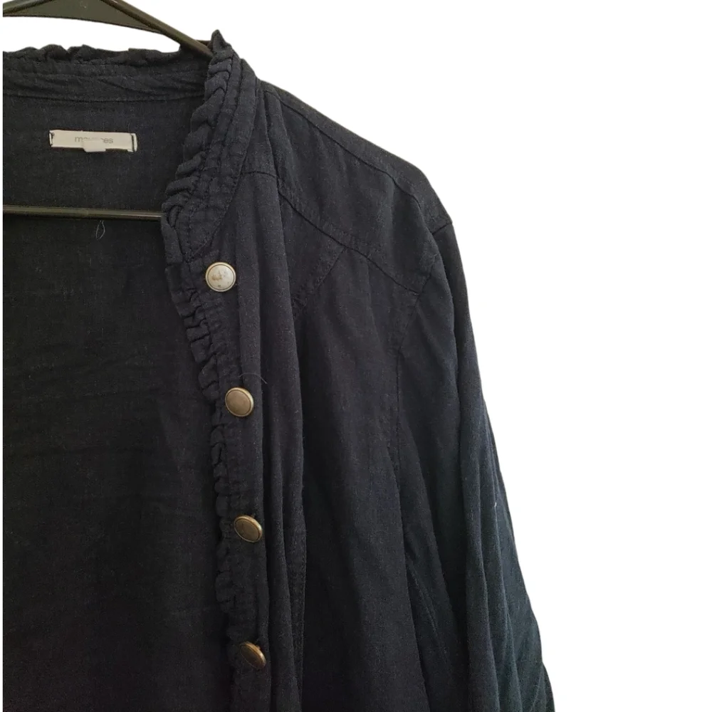 Navy Blue Linen Jacket - Picture 3 of 3